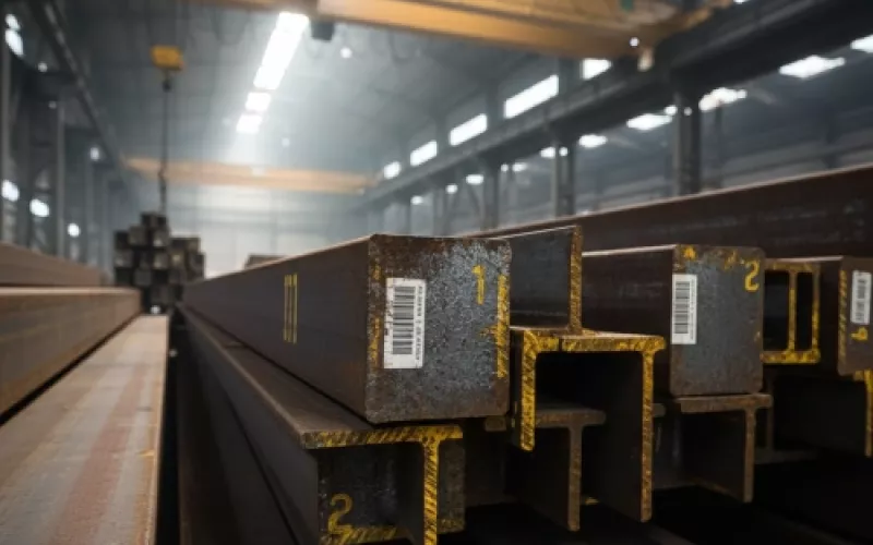 Imagen de un camión de Todo Hierro en proceso de entrega de hierros y paneles sándwich.